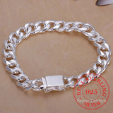 925 Silver Square Buckle Bracelet Men Bangle