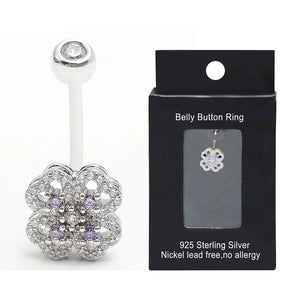925 Silver 14G Belly Button Rings Navel Ring CZ Piercing Jewelry