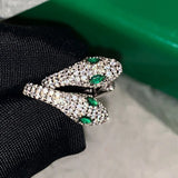 925 Silver Snake Earrings with Emerald Zircon