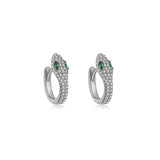 925 Silver Snake Earrings with Emerald Zircon