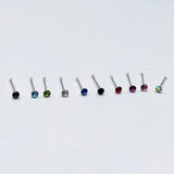 925 Silver 2mm Crystal Nose Stud Pin Jewelry Nariz Piercing Nez 20PCS