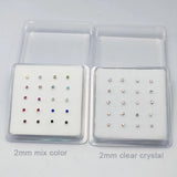 925 Silver 2mm Crystal Nose Stud Pin Jewelry Nariz Piercing Nez 20PCS