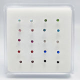 925 Silver 2mm Crystal Nose Stud Pin Jewelry Nariz Piercing Nez 20PCS