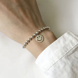 Sterling Silver Smiley Face Charm Bracelet for Women