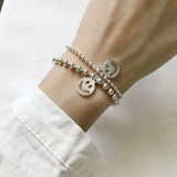 Sterling Silver Smiley Face Charm Bracelet for Women