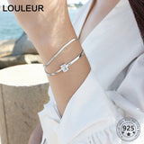 925 Silver Double Layer Zircon Bracelet City Wild Square Adjustable Jewelry