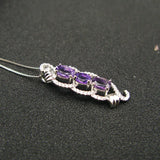 925 Silver Amethyst Pendant Women Necklace Fine Jewelry