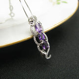925 Silver Amethyst Pendant Women Necklace Fine Jewelry
