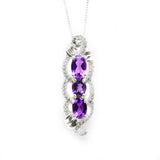 925 Silver Amethyst Pendant Women Necklace Fine Jewelry