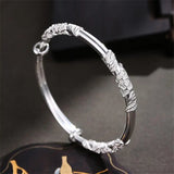 925 Sterling Silver Flowers Bracelet Bangle Women Wedding Jewelry