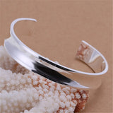 925 Silver Cuff Bangle Bracelets Women Men Party Wedding Jewelry