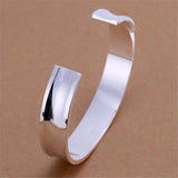 925 Silver Cuff Bangle Bracelets Women Men Party Wedding Jewelry