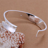 925 Silver Cuff Bangle Bracelets Women Men Party Wedding Jewelry