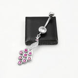 925 Silver Belly Bar Peahen Pink Zircon Body Piercing