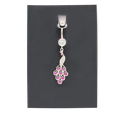 925 Silver Belly Bar Peahen Pink Zircon Body Piercing