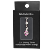 925 Silver Belly Bar Peahen Pink Zircon Body Piercing