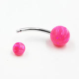 925 Sterling Silver Opal Belly Button Ring Navel Rings 14G Piercing