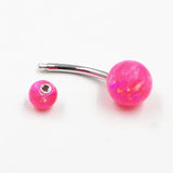 925 Sterling Silver Opal Belly Button Ring Navel Rings 14G Piercing