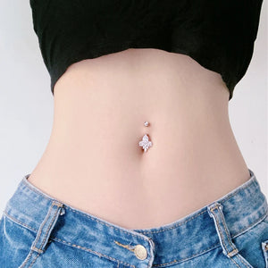 925 Silver Peafowl CZ Clear Belly Button Ring