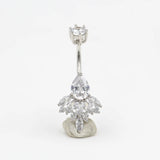 925 Silver Peafowl CZ Clear Belly Button Ring
