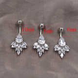 925 Silver Peafowl CZ Clear Belly Button Ring