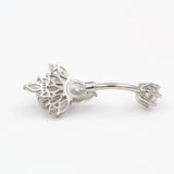 925 Silver Peafowl CZ Clear Belly Button Ring