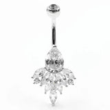 925 Silver Peafowl CZ Clear Belly Button Ring