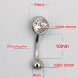 925 Silver Belly Button Bar Navel Ring Body Piercing Jewellery