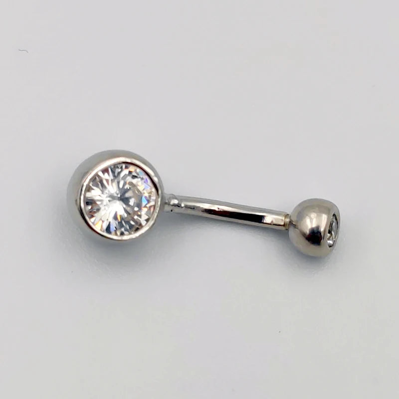 925 Silver Belly Button Bar Navel Ring Body Piercing Jewellery