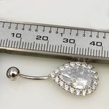 925 Silver Tear Drop Navel Piercing Ring Clear CZ Navel Rings Belly Piercing