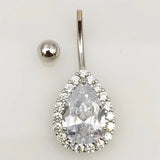 925 Silver Tear Drop Navel Piercing Ring Clear CZ Navel Rings Belly Piercing