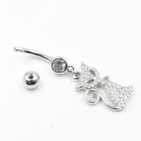 925 Silver Belly Button Ring with Clear CZ Navel Rings