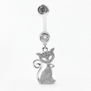 925 Silver Belly Button Ring with Clear CZ Navel Rings