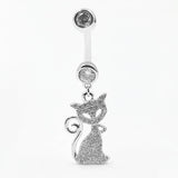 925 Silver Belly Button Ring with Clear CZ Navel Rings