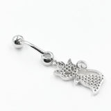 925 Silver Belly Button Ring with Clear CZ Navel Rings
