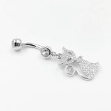 925 Silver Belly Button Ring with Clear CZ Navel Rings