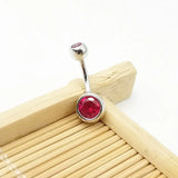 925 Silver Belly Button Ring 14G CZ Round Navel Piercing Body Jewelry