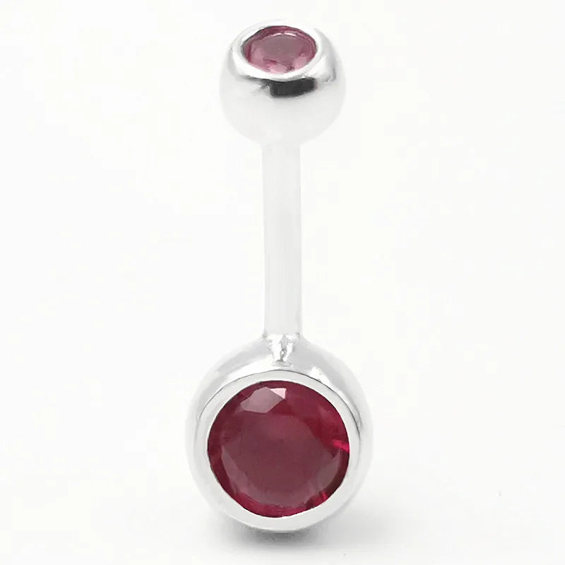 925 Silver Belly Button Ring 14G CZ Round Navel Piercing Body Jewelry