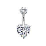 925 Silver Heart CZ Navel Chain Piercing Jewelry