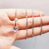 925 Silver Heart CZ Navel Chain Piercing Jewelry