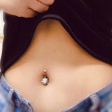 925 Silver Belly Button Ring Flower CZ Navel Piercing Jewelry