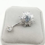 925 Silver Flower CZ Navel Ring Belly Button Piercing