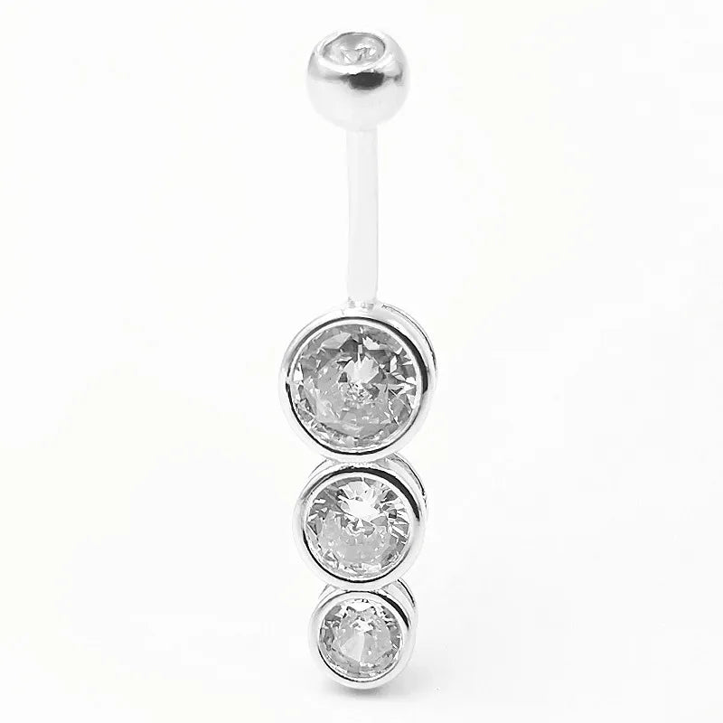 925 Silver Belly Button Ring Opal CZ Navel Piercing Jewelry