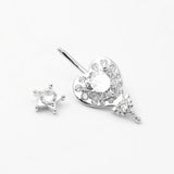 925 Silver Clear CZ Navel Rings Belly Piercing