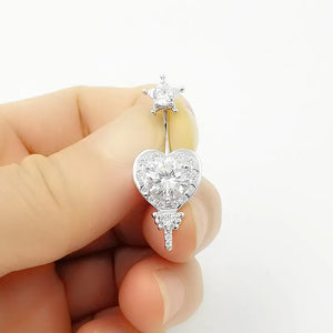 925 Silver Clear CZ Navel Rings Belly Piercing