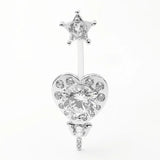 925 Silver Clear CZ Navel Rings Belly Piercing