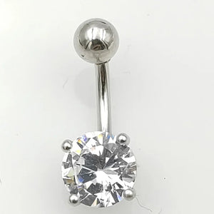 925 Silver Belly Button Ring Clear CZ Navel Piercing Jewelry
