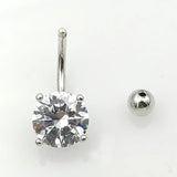 925 Silver Belly Button Ring Clear CZ Navel Piercing Jewelry