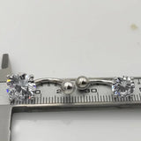 925 Silver Belly Button Ring Clear CZ Navel Piercing Jewelry