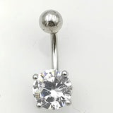 925 Silver Belly Button Ring Clear CZ Navel Piercing Jewelry